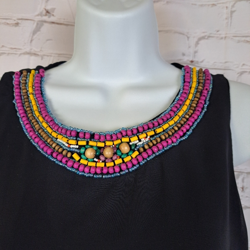 Desigual Black High-Low Dress with Multicolor Sunburst Print - Picture 5 of 10